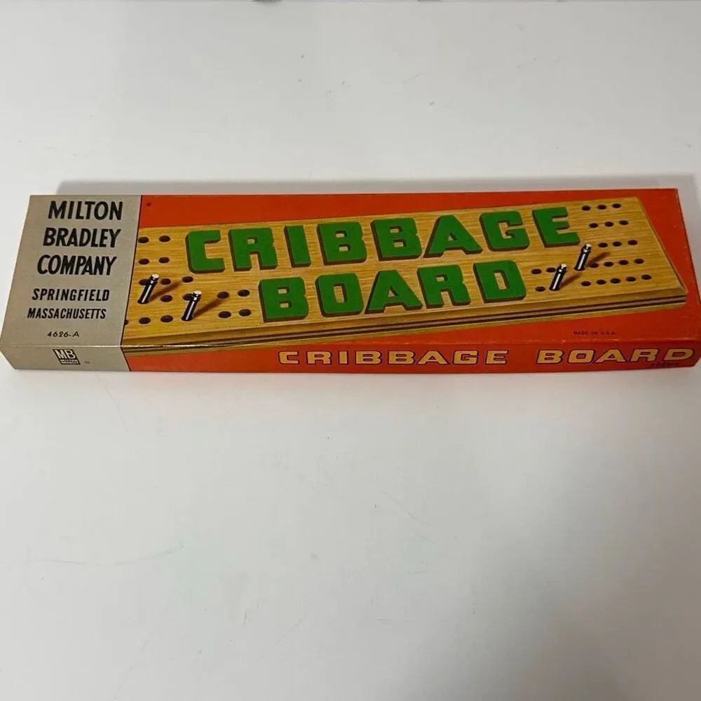 Milton Bradley Company Wooden Cribbage Board